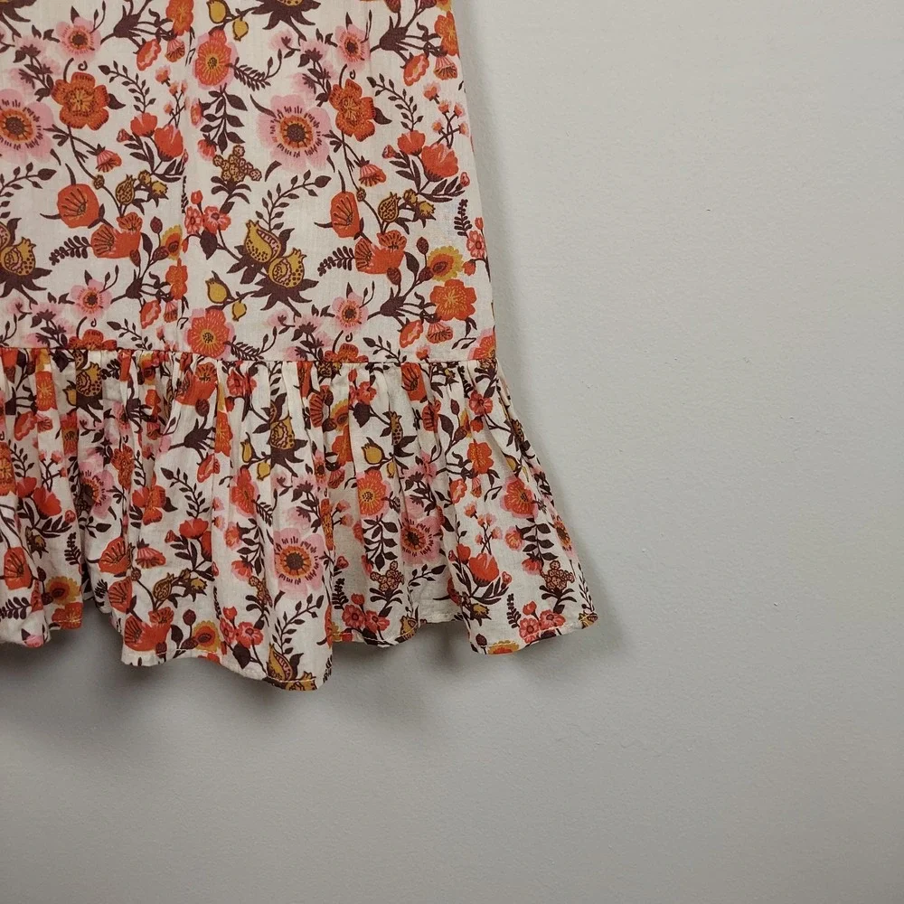Fall Dress Toddler Girls Orange Pink Brown Floral Bohemian